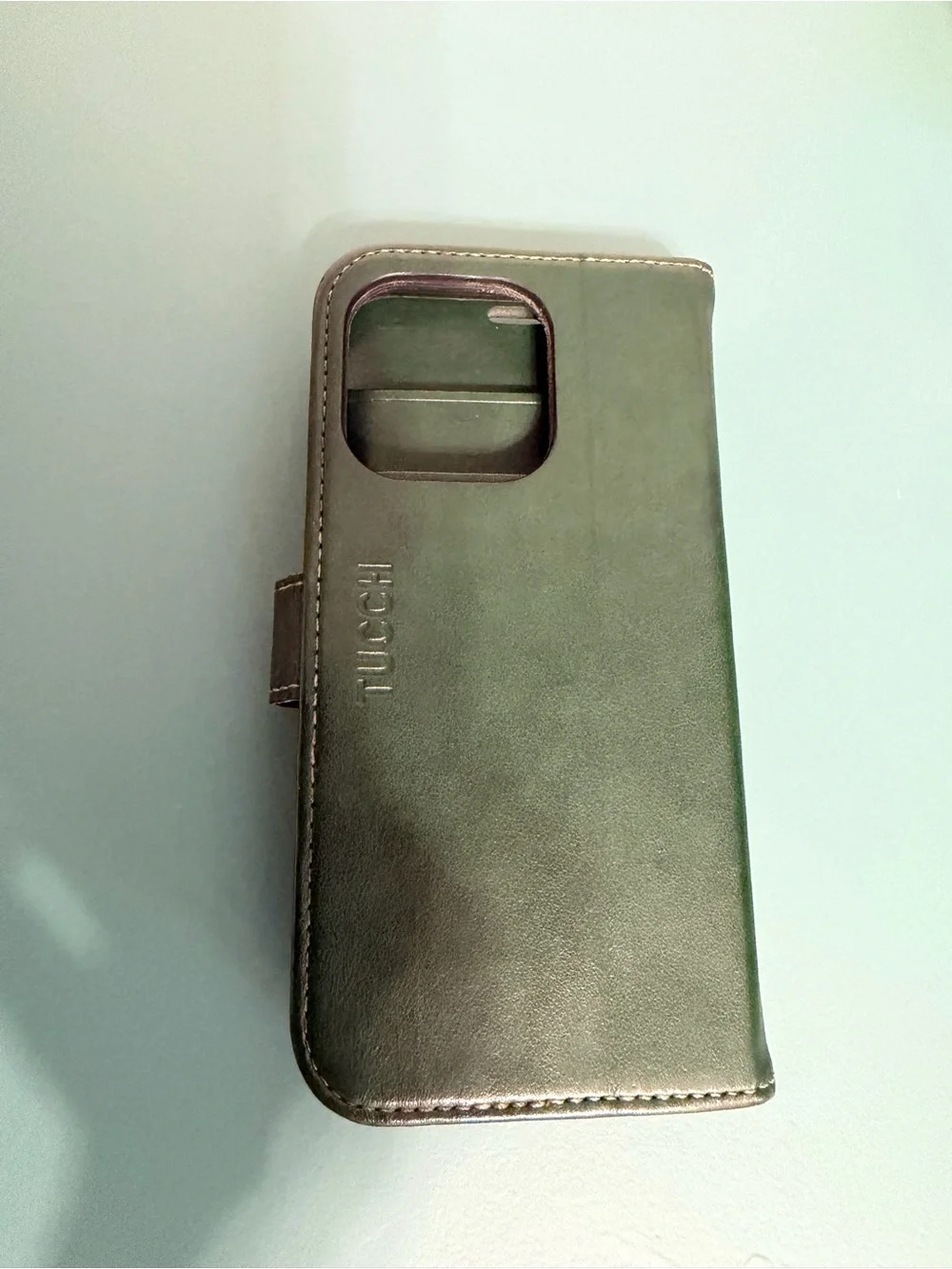 TUCCH iPhone 14 Pro Wallet Case Green leather like card holder
